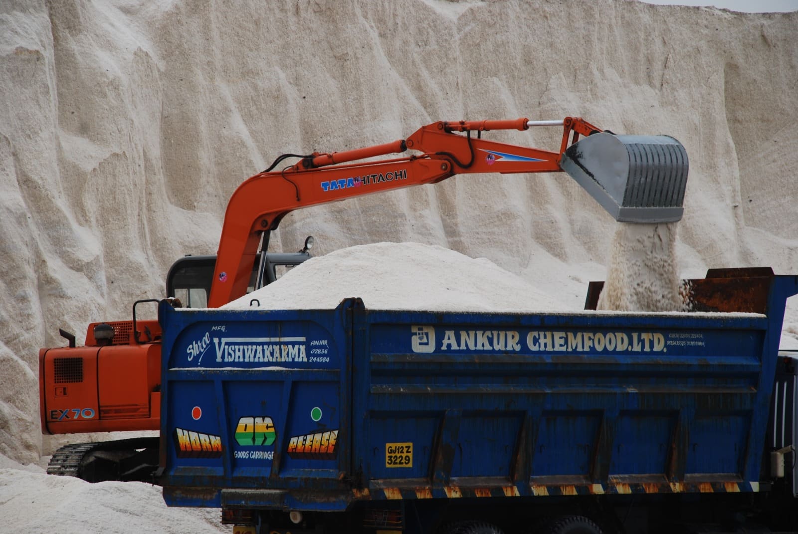 Loading refined salt for dispatch, Ankur Chemfood Ltd